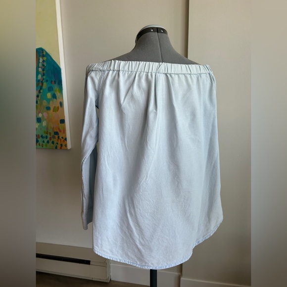 Altered Strapless Shoulderless Blue Top Blouse - Picture 3 of 4